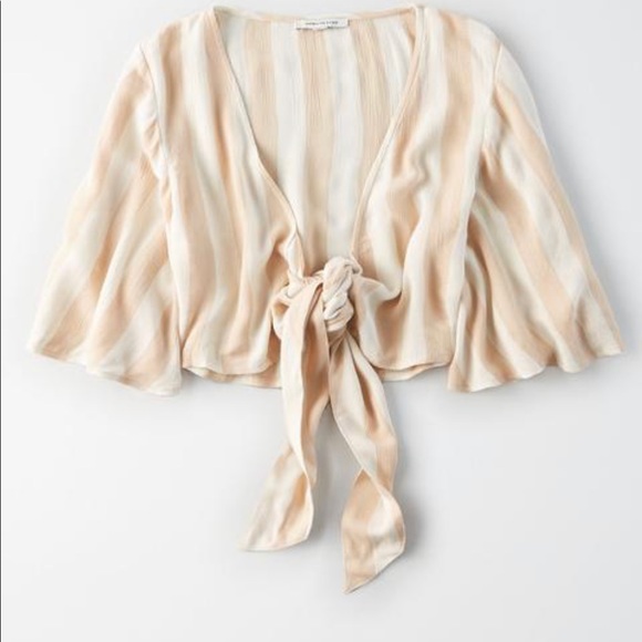 American Eagle Outfitters Tops - NWT American Eagle Striped Front Tie Blouse. Size Medium